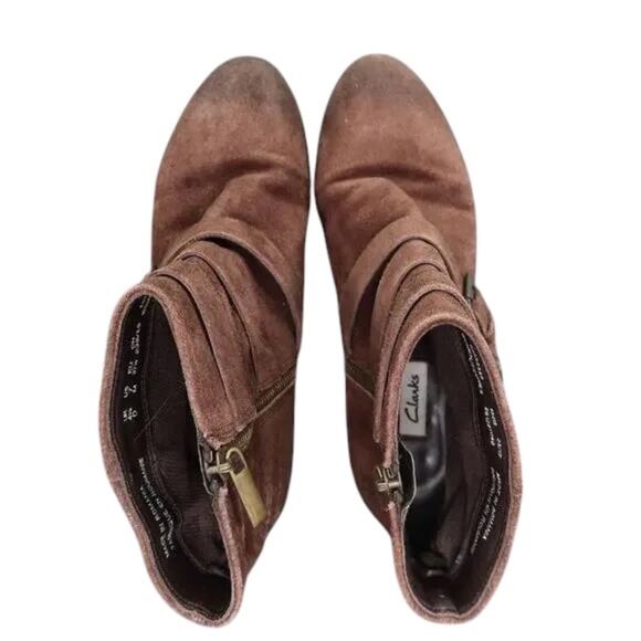 Clarks Shoes Womens 7 Bootie Fashion Buckle Strap Zip Leather Brown Elvina Haze - Picture 9 of 15